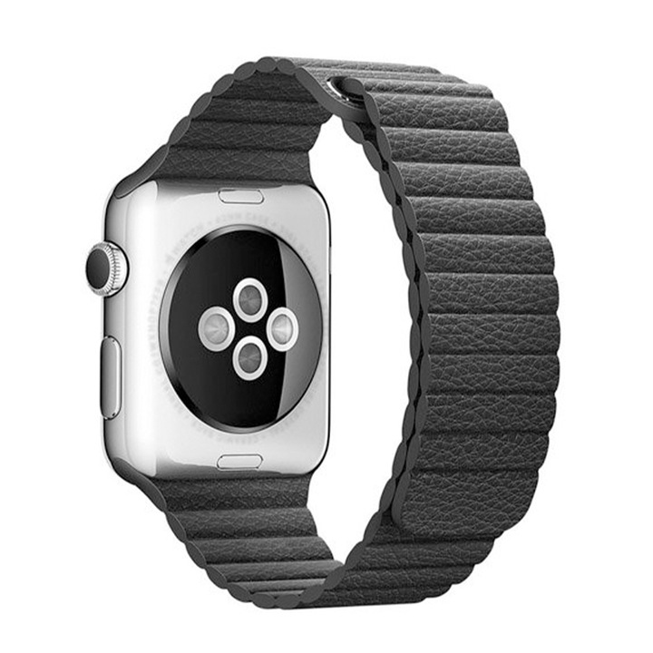 Curea ceas KB SmartWatch pentru Apple Watch 38 mm / 40 mm, Liquid Silicon, Special Design, Bratara Magnetica, Negru