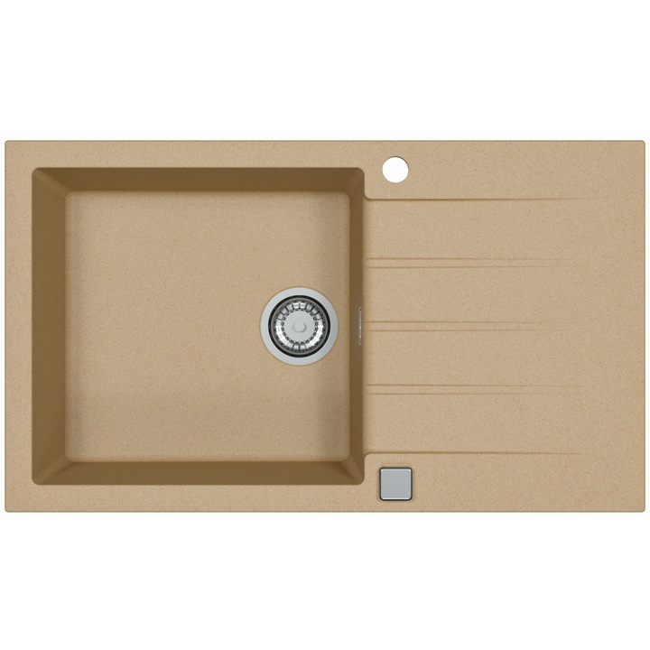 Chiuveta Alveus Cadit 40, material compozit, reversibila, sifon pop-up inclus, 860x500x200mm, bej