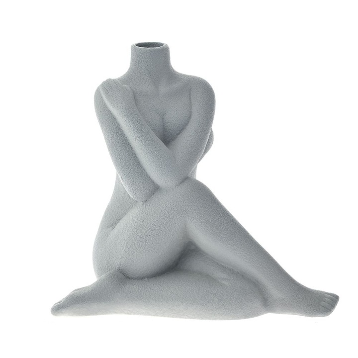 Vaza, AI DECO, Corp de Femei, ceramica, gri, 21x14x19 cm