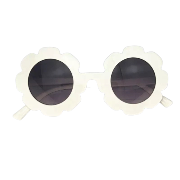 Ochelari de soare pentru copii cu toc de protectie, 1-5 ani, model floricica, bej deschis