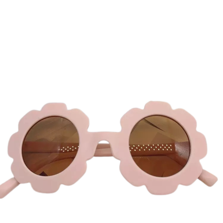 Детски слънчеви очила с предпазен калъф 1-5 години модел цвете светло розови