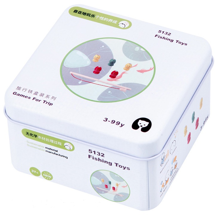 Детска интерактивна играчка, Дърво, Стимулиране на интелекта, 9,3x9,3x5,5 см, Многоцветна