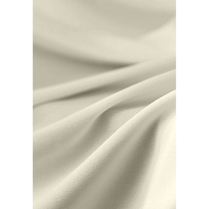 Set perdea tip matase cu rejansa transparenta cu 7 buzunare tip creion, Premium, 250x265 cm, vanilie, 2 buc