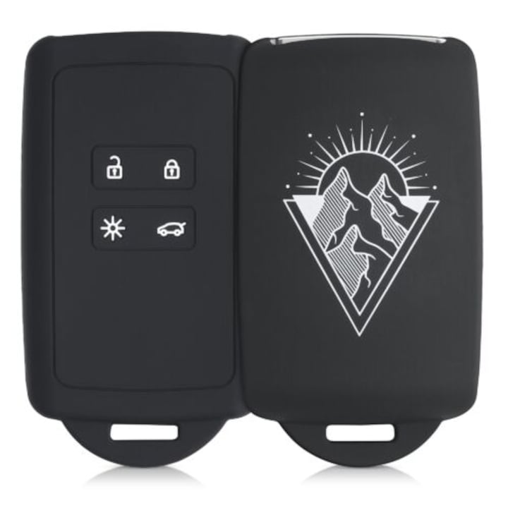 Autókulcs borítás Renault / Dacia - 4 gomb - Keyless Go, kwmobile, szilikon, fekete / fehér, 49769.25