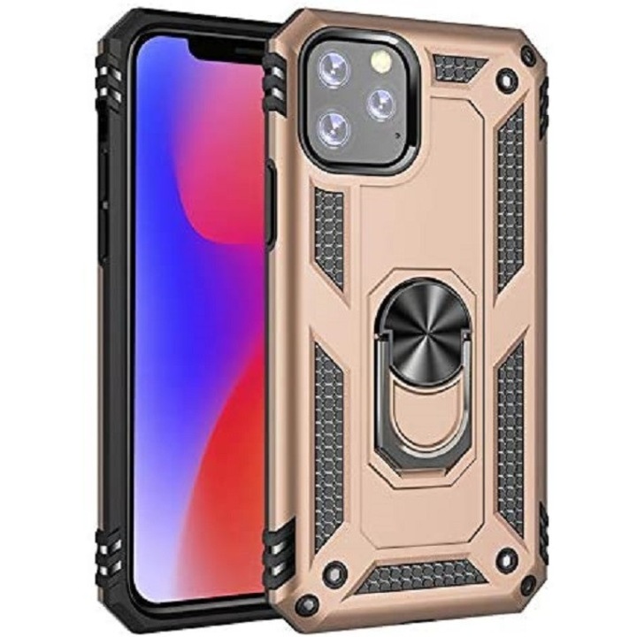 Husa antisoc Hybrid ARMOR cu inel pentru iPhone 12 / 12 Pro, Auriu