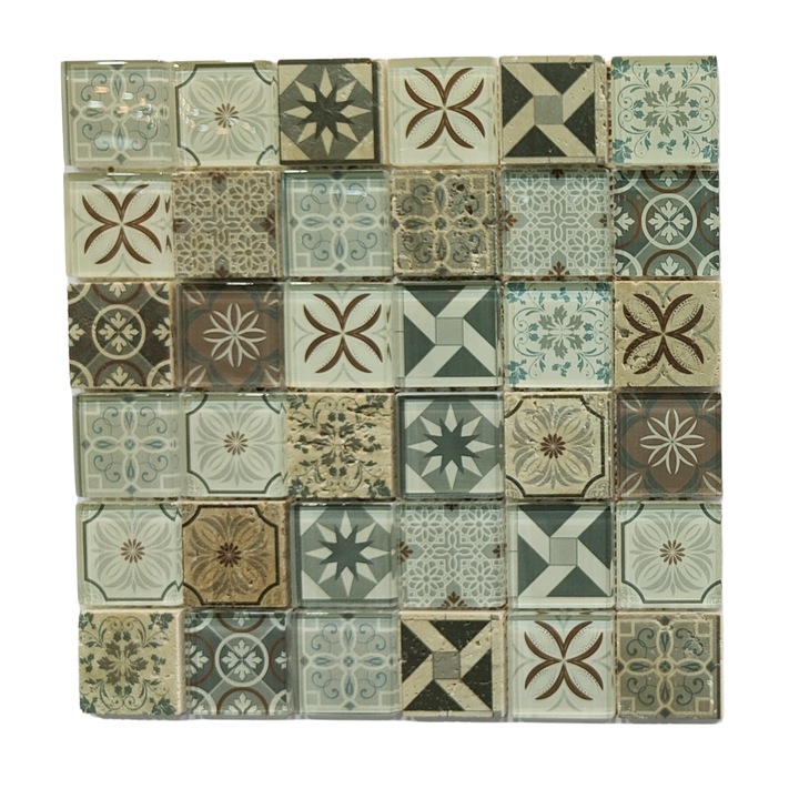 Mozaic 8001 30x30 cm 1 placa 0.09 mp/placa, Din Sticla