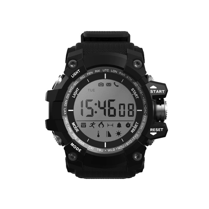 Ceas Smartwatch MicroWear™ XR05 PRO, Pedometru, Calorii arse, Distanta parcursa, Monitorizare somn, Altitudine, Presiune atmosferica, Rezistent la apa, Notificari BT, Negru