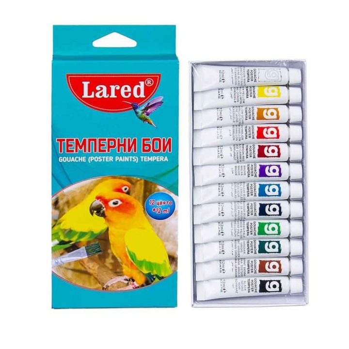 Темперни бои LARED, 12цвята, 12мл