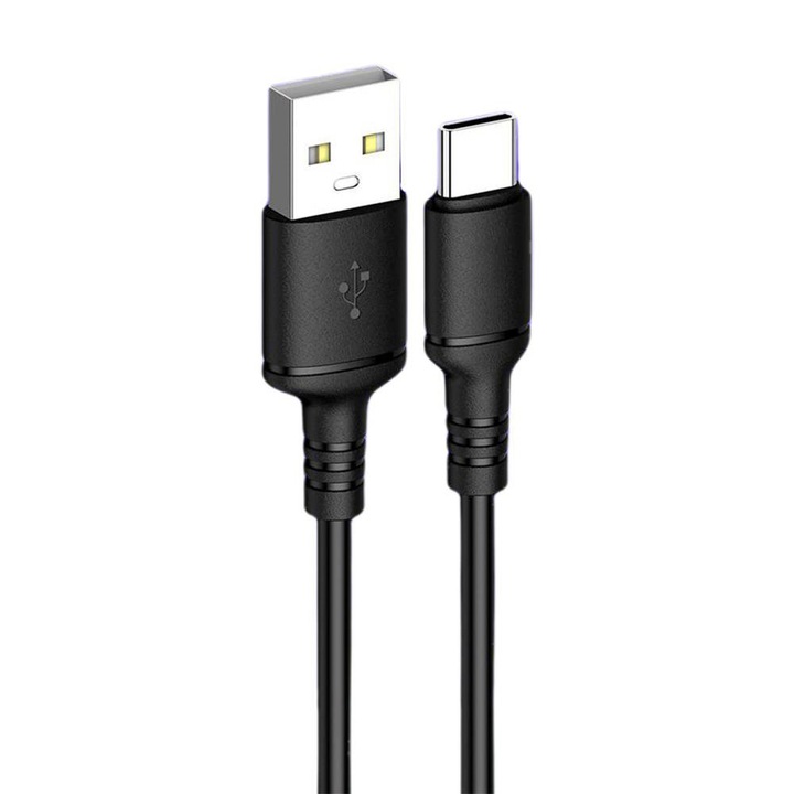 Кабел за данни / зареждане тип USB-C x1, USB x1, устойчив и гъвкав, интелигентно зареждане, 2 м, черен