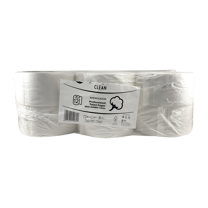 Set 12 role, hartie igienica, mini jumbo, 2 straturi, 392 foi, Esentis