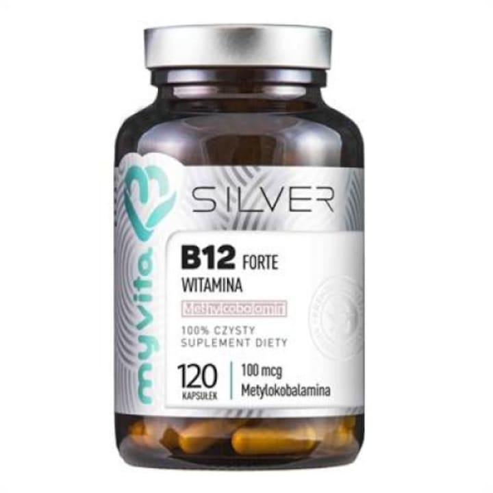 Витаминна добавка, MyVita, Silver Pure 100%, B12 100mcg, 120 капсули