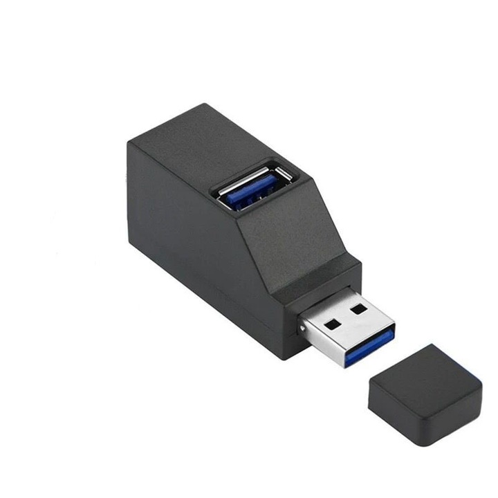 Hub 2n1, NUODWELL, USB 3.0/USB 2.0, Portabil, Negru