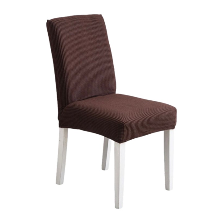 Set 6 huse elastice pentru scaune, Universale, Maro Inchis, 55 cm x 45 cm