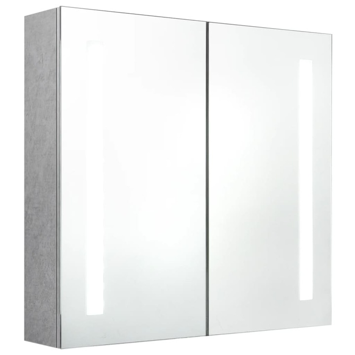 LED шкаф с огледало за баня vidaXL, бетонно сив, 62x14x60 см, 12.84 Kg