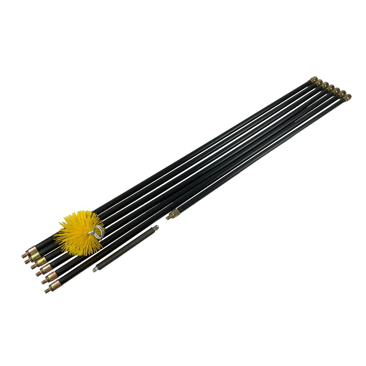 Trusa profesionala de curatat hornuri 13m, bastoane cu blocator, perie nylon D150, Peromex, 2mRAMHP150N