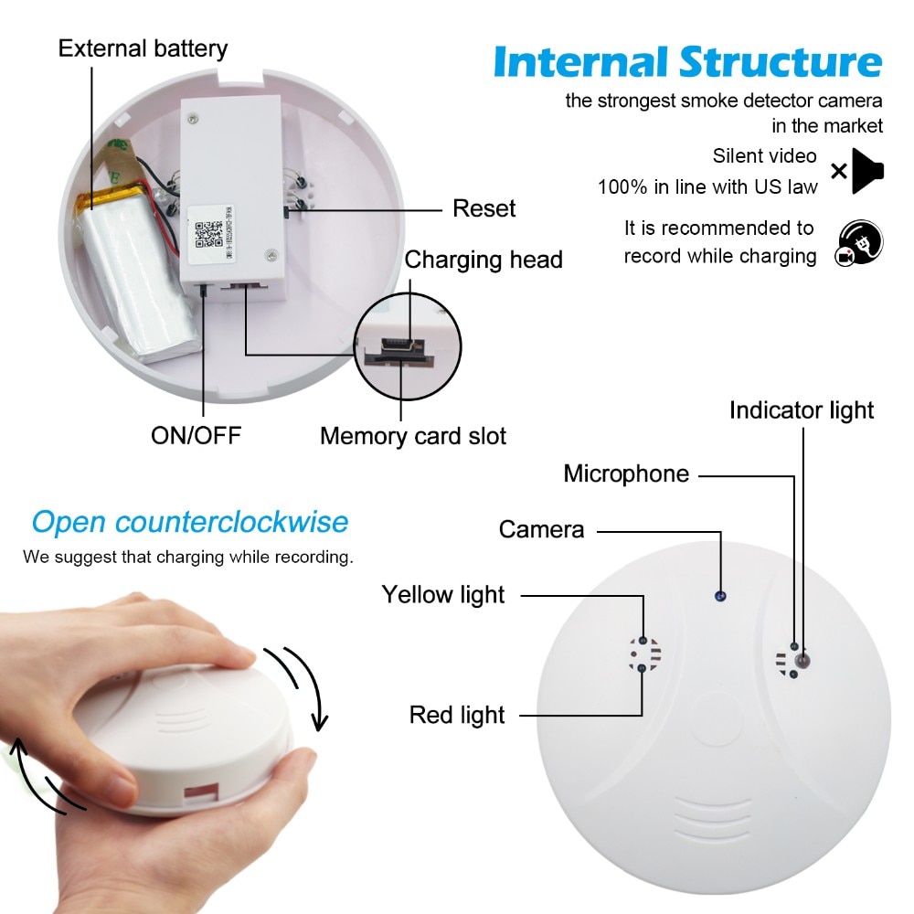 Detector De Fum Cu Camera Spion FULL HD Wifi - EMAG.ro