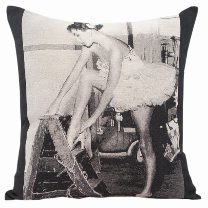 Fete de perna Eurofirany Lady, 45x45cm, gri/negru, poliester