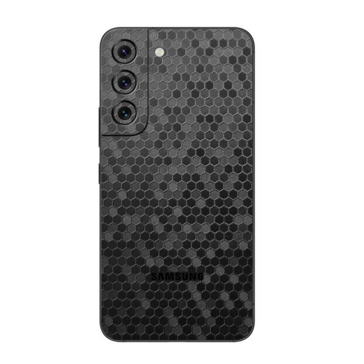 Folie Protectie iSkinz pentru Samsung Galaxy S22+ Plus 5G - Honeycomb Negru Black Simple Cut, Skin Adeziv, Cover pentru Carcasa Spate