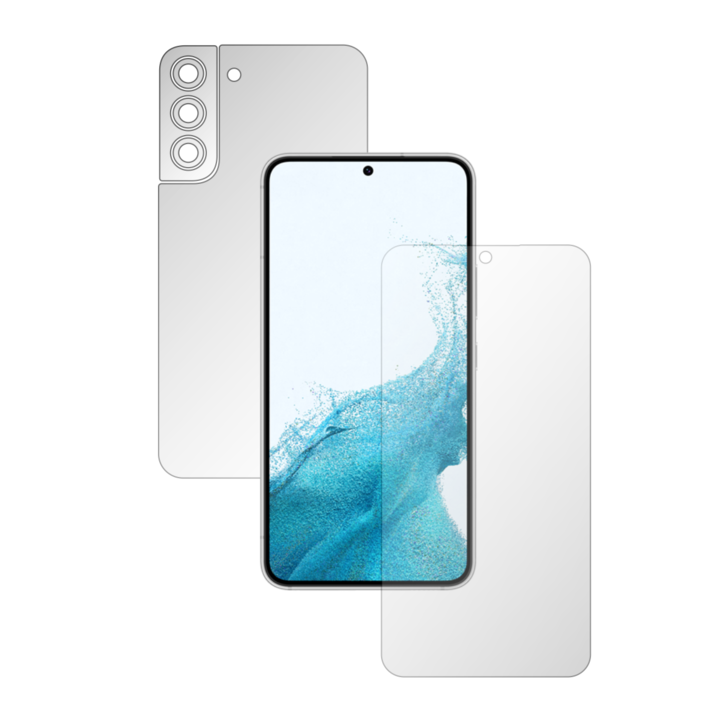 iSkinz Фолио за цялото тяло за Samsung Galaxy S22+ Plus 5G - Invisible Skinz HD, проста кройка, ултра-прозрачна силиконова защита за екрана и задния капак, прозрачна лепилна кожа