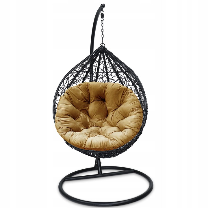 Perna leagan suspendat, cuib, 130 cm, Catifea, Cappuccino, exterior, pentru fotoliu tip cocon, impermeabila, pentru terasa, gradina, Superkissen24