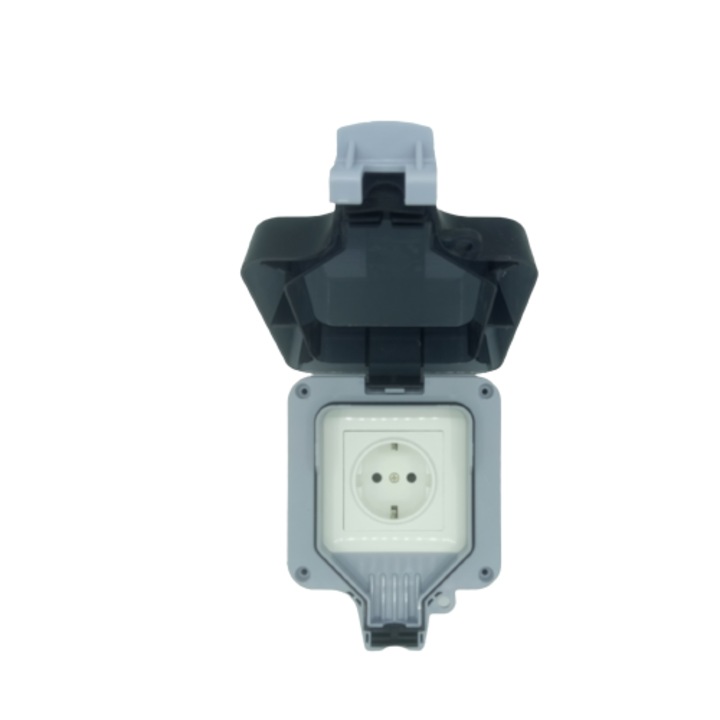 Priza Smart, Immax, pentru exterior, IP66 WiFi, Alexa, Google Assistant, Siri iOS, Android, 85 x 110 x 150 mm