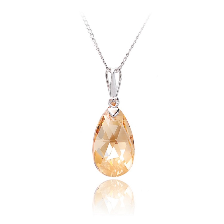 Lantisor Armonia cu cristale SWAROVSKI CRYSTALS autentice sampanie din Argint 925 Rodiat