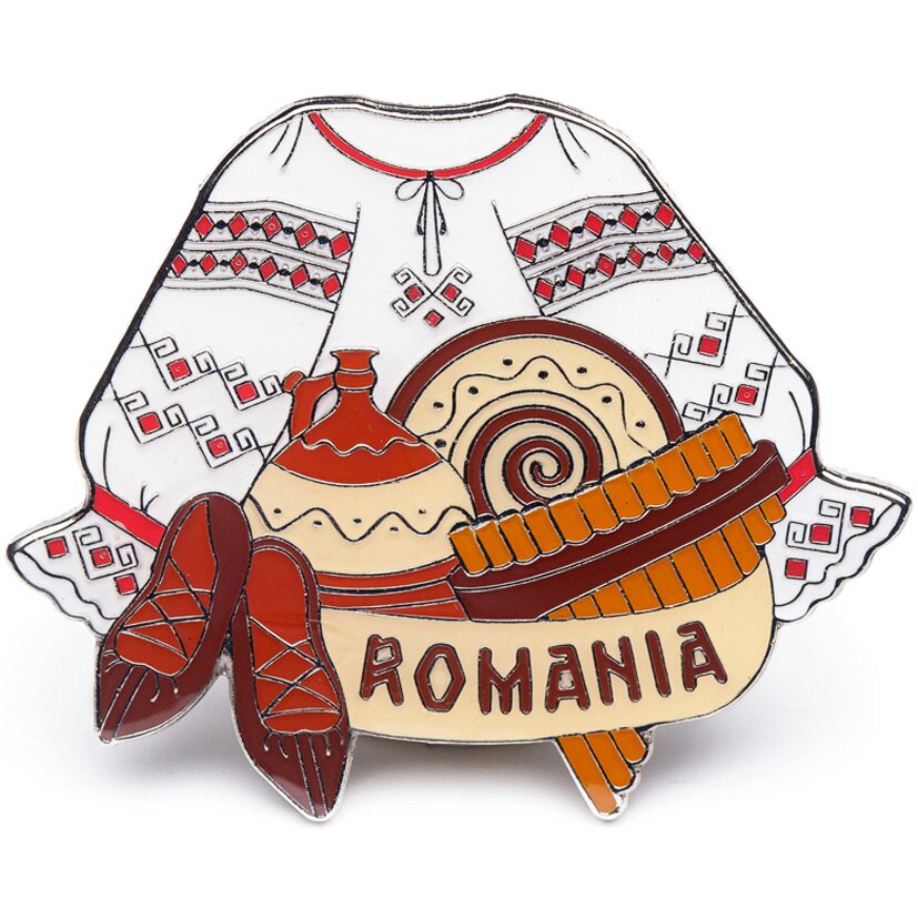 Magnet de frigider. Romania. Colaj obiecte romanesti