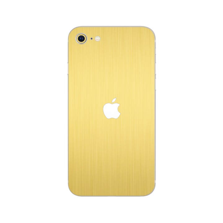 iSkinz védőfólia Apple iPhone SE (3. generációs) 2022 készülékhez – szálcsiszolt arany, egyszerű vágás, öntapadó bőr, hátlap borító