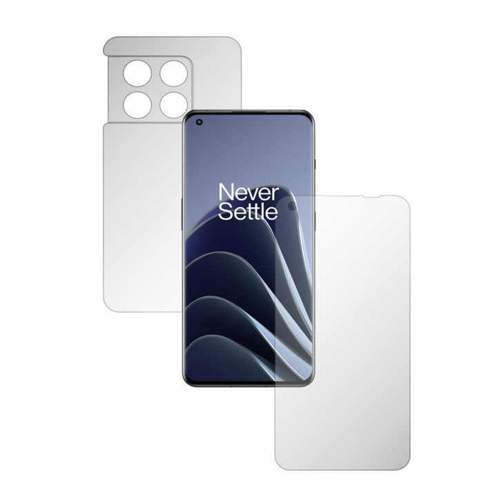 2X Folie24 teljes testet fedő képernyővédő készlet, OnePlus 10 Pro készülékhez, egyszerű lefedés, képernyő + hátlap, 1 szett Ultra-clear + 1 szett matt, ragasztó, rugalmas, önregenerálódással