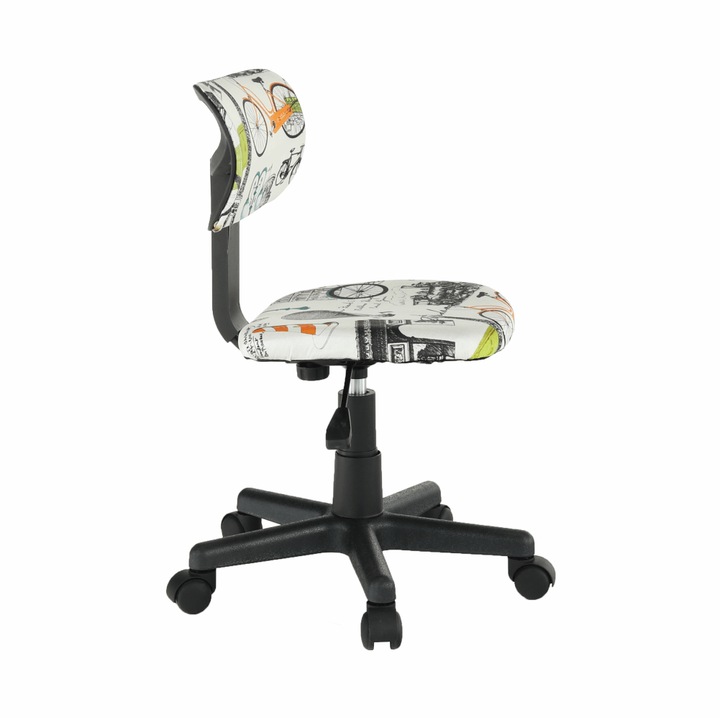 Детски Офис Стол DacEnergy©, Изработен От Пластмаса, Метал, Регулируем На Височина, Въртящ Се, Ергономичен, 39x 46x 84 См, Бял, С Шарка