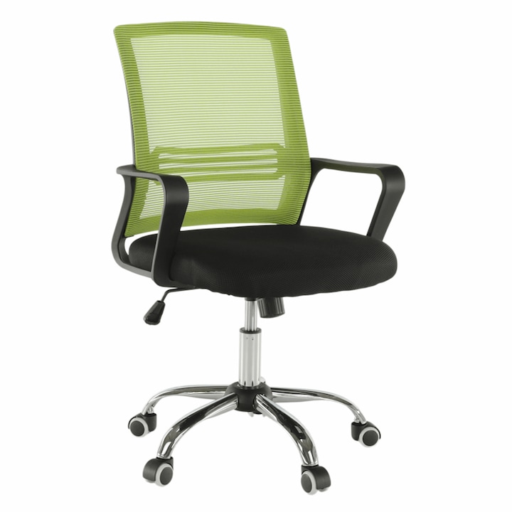 Apolo зелен мрежест офис стол черен текстил 60.5x54x95 см