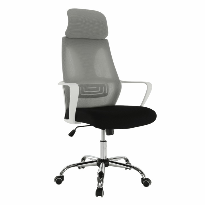 Scaun de birou, gri/negru /alb, mobHAUS, 64x63x118-126 cm
