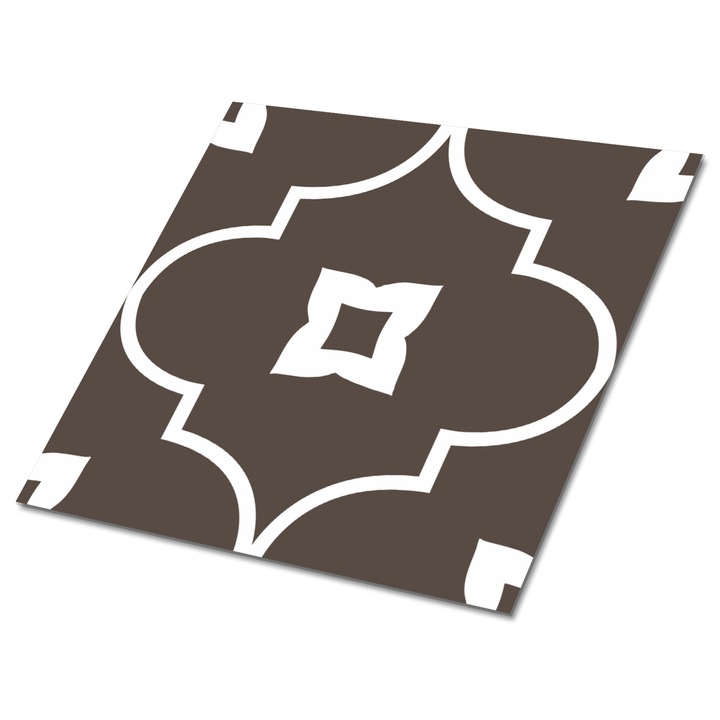 Set 9 bucati. Tulup. Placi de pardoseala autoadezive. Tema orientala. Maron inchis. 30 cm x 30 cm. 010310410010000020812