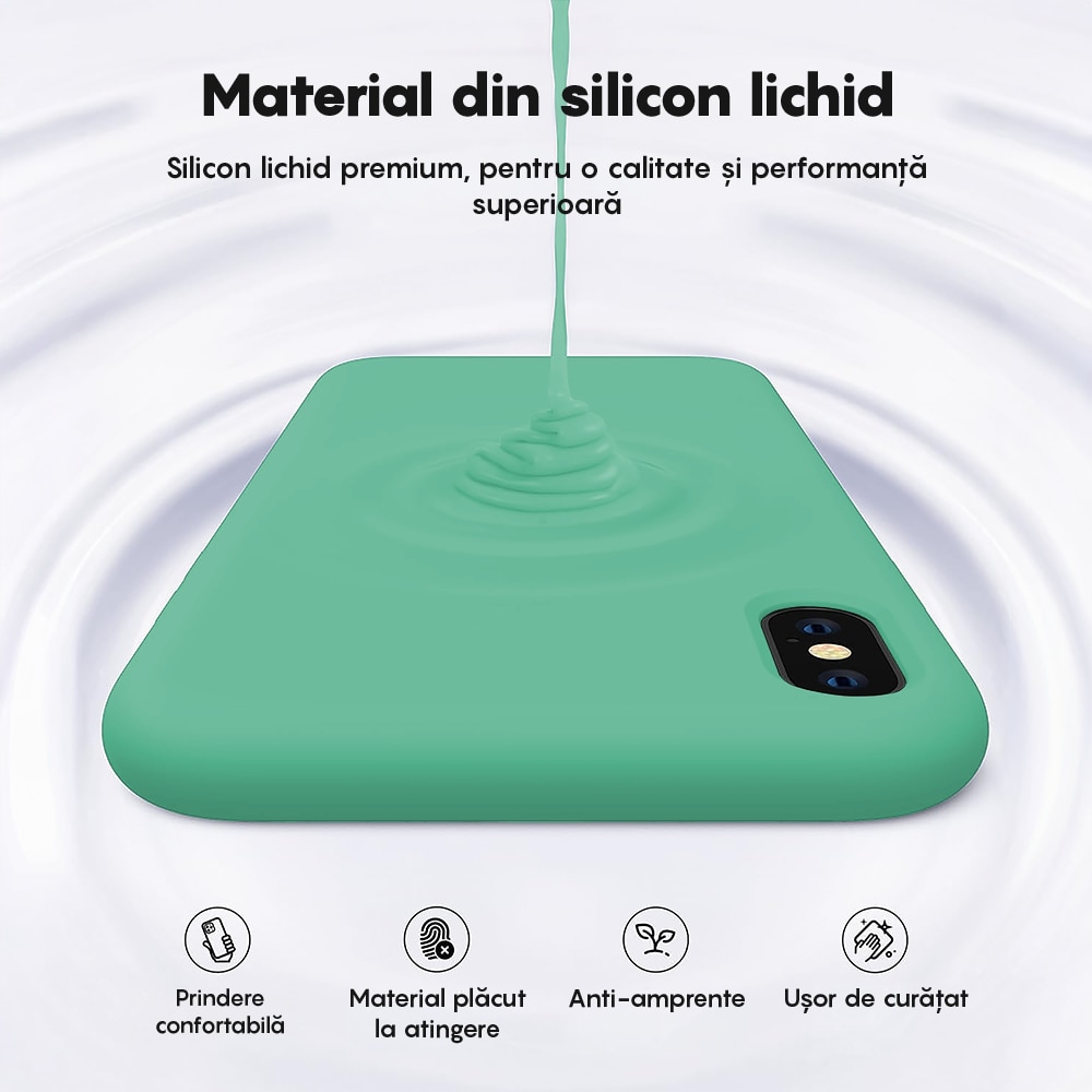 Husa CASEY STUDIOS™ compatibila cu iPhone XS Max, Soft Silicone Premium, Microfibra in Interior, Webster Green, de Protectie, Ultra Slim, pentru Incarcare Wireless, Margini Ridicate de Protectia Ecranului si a Camerelor