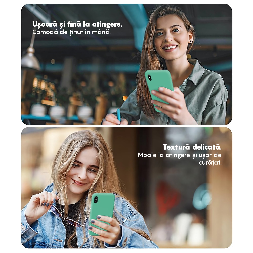 Husa CASEY STUDIOS™ compatibila cu iPhone XS Max, Soft Silicone Premium, Microfibra in Interior, Webster Green, de Protectie, Ultra Slim, pentru Incarcare Wireless, Margini Ridicate de Protectia Ecranului si a Camerelor