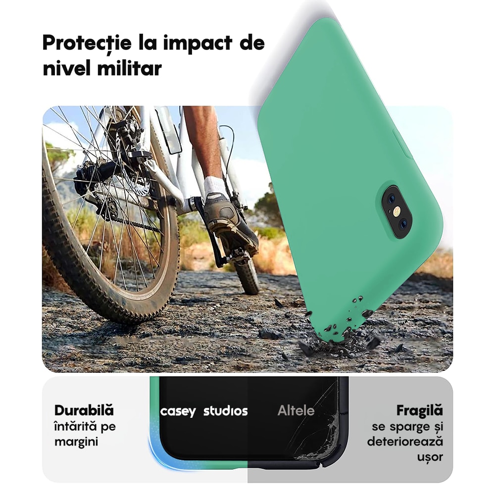 Husa CASEY STUDIOS™ compatibila cu iPhone XS Max, Soft Silicone Premium, Microfibra in Interior, Webster Green, de Protectie, Ultra Slim, pentru Incarcare Wireless, Margini Ridicate de Protectia Ecranului si a Camerelor
