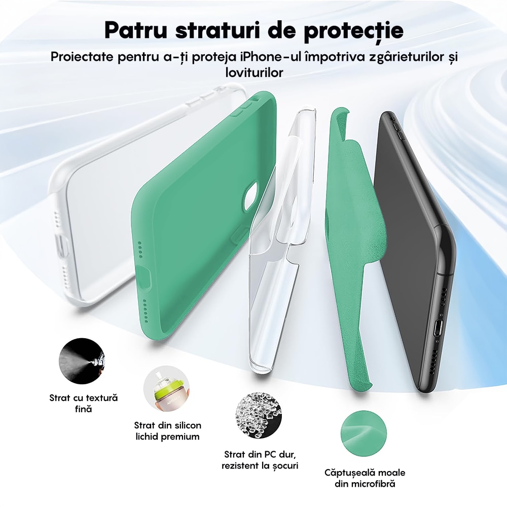 Husa CASEY STUDIOS™ compatibila cu iPhone XS Max, Soft Silicone Premium, Microfibra in Interior, Webster Green, de Protectie, Ultra Slim, pentru Incarcare Wireless, Margini Ridicate de Protectia Ecranului si a Camerelor