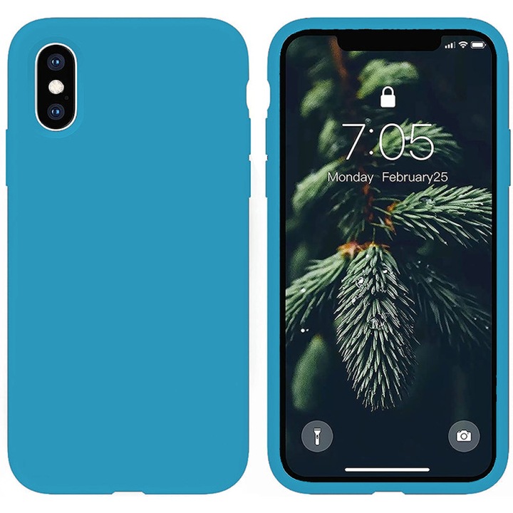 Husa CASEY STUDIOS™ pentru Apple iPhone XS Max, Soft Silicone Premium, Microfibra in Interior, Cadet Blue, de Protectie, Ultra Slim, pentru Incarcare Wireless, Margini Ridicate pentru Protectia Ecranului si a Camerelor
