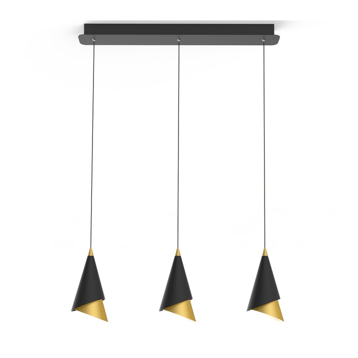 Пендел RAALTO PND-433128-3 Italux, стомана/алуминий, LED, 150 см, регулируема височина, черен/златист