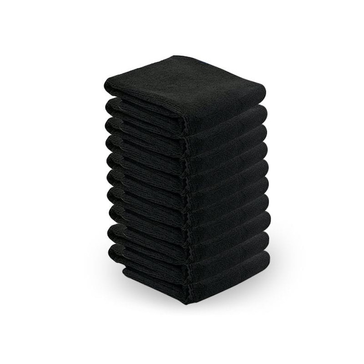 Комплект 10 микрофибърни кърпи Activeshop, 40x73 см, Черен