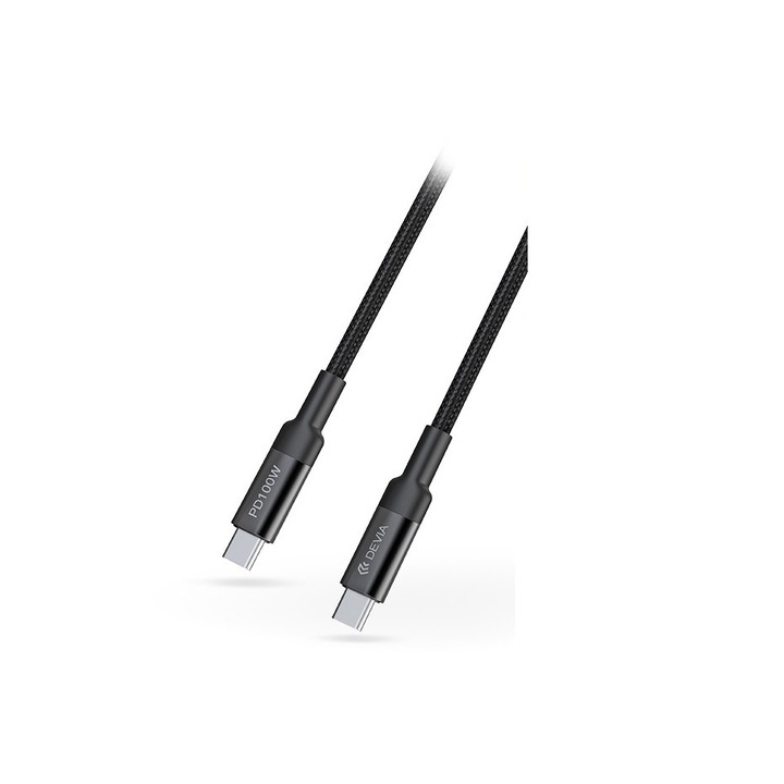Devia USB Type-C - USB Type-C adat- és töltőkábel 1,5 m-es vezetékkel - Devia Extreme Speed Series PD Cable - 100W - fekete