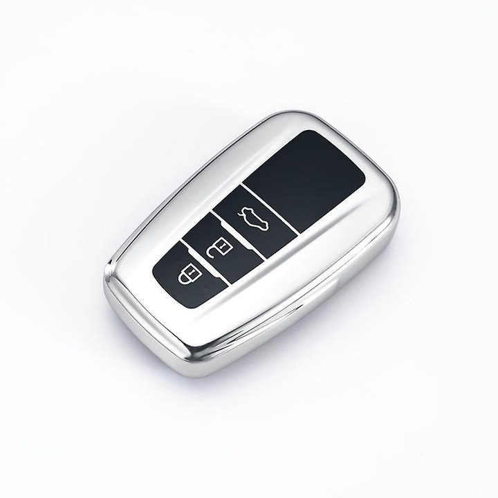 Husa Cheie Toyota CHR , Prius, Camry, Corolla, 3 Butoane, Gri, Tpu