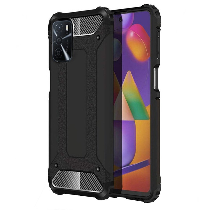 Védőtok Oppo A16 / 16s-hoz, Army Shield, Hibrid Armor, Ultra Protection, Fekete