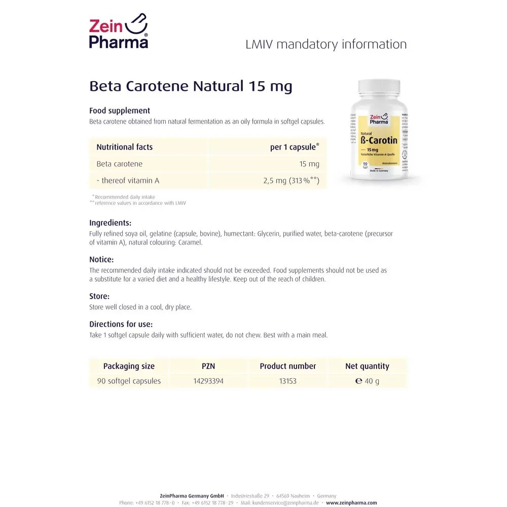 Бета каротин витамин А ZeinPharma, 90 капсули - eMAG.bg