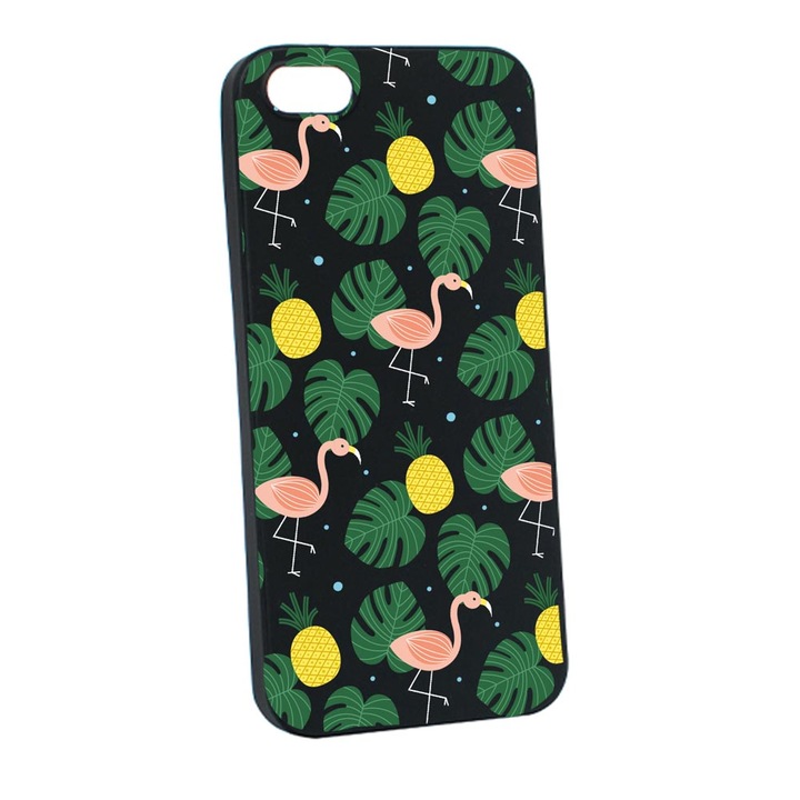 Husa Silicon, Compatibila Cu Apple iPhone SE 3 (2022), Tropical, rezistenta la uzura, Negru B 93