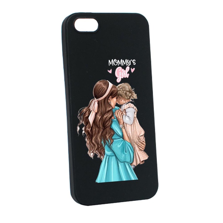 Husa Silicon, Compatibila Cu Apple iPhone SE 3 (2022), Mommy's Girl, rezistenta la uzura, Negru B 555