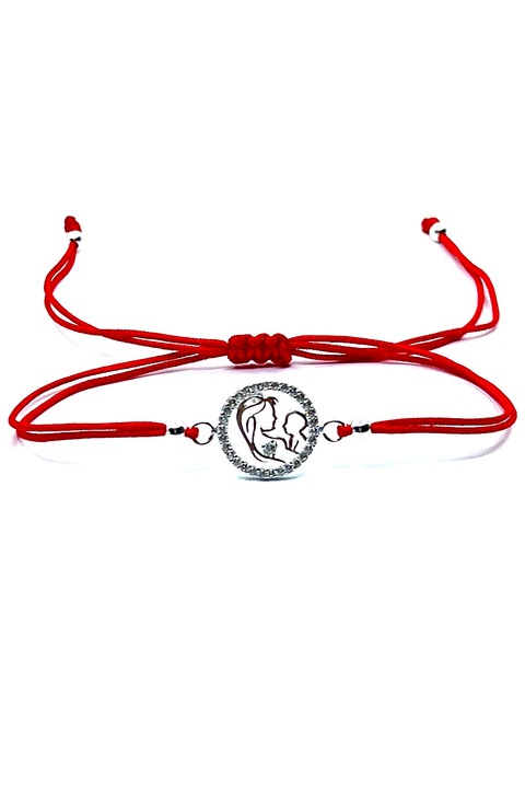 Bratara mama si copil din argint 925, snur rosu ajustabil, Agavi