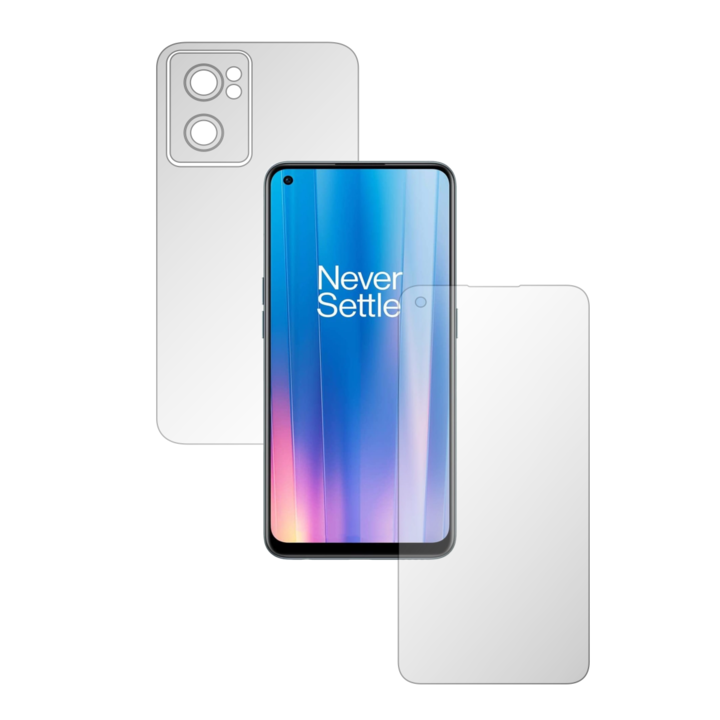2X Folie24 teljes testet fedő képernyővédő készlet, OnePlus Nord CE 2 5G-hez, egyszerű lefedés, képernyő + hátlap, 1 szett Ultra-Clear + 1 szett matt, ragasztó, rugalmas, önregenerálódással