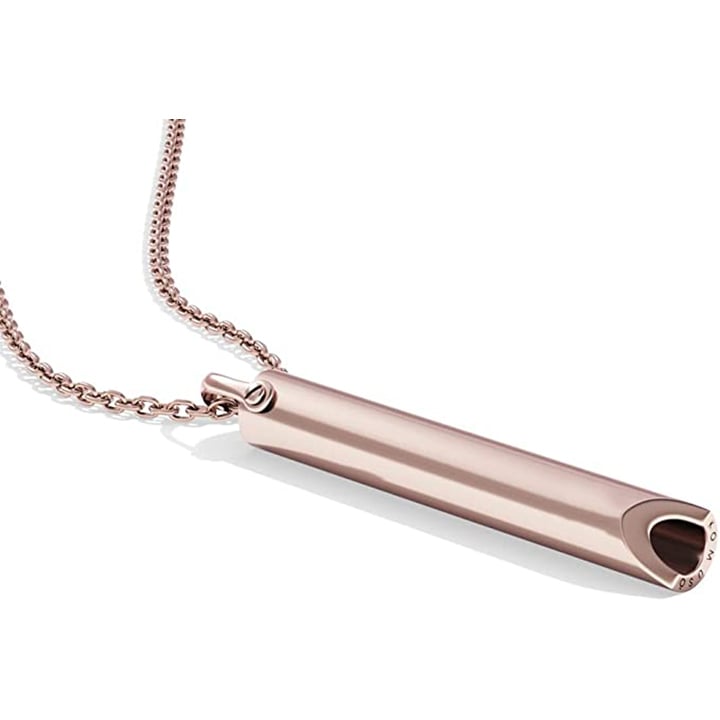 Lantisor cu fluier discret pentru reducerea anxietatii prin exercitiu de resipirare, otel inoxidabil, placat cu aur, Tessero, rose gold