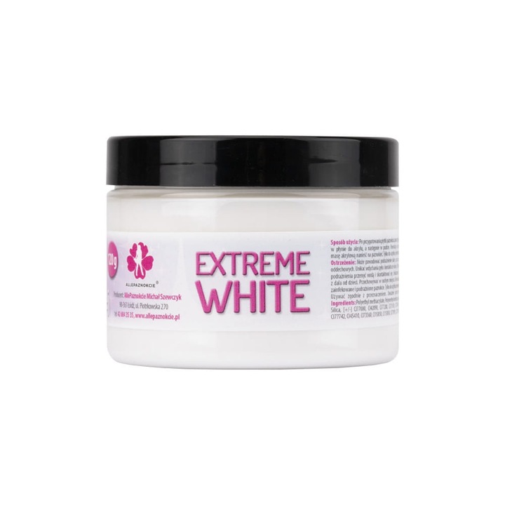 Pudra acrilica pentru unghii Allepaznokcie, 120g, 2 Extreme White